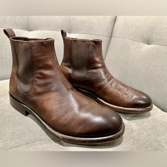 ECCO Men’s Stealth Artisan Chelsea Brown Leather Boots Size 10 - Picture 2 of 10